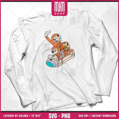 Mouse And Friends Astronaut Svg Png, 33 Designs Easy to use Cartoon Characters Layered Svg by colors, Transparent Png, Cut Files for Cricut.
