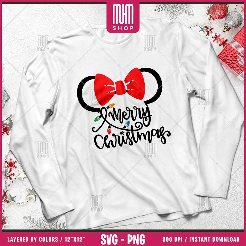 Merry Christmas Mouse Head Svg Png, 22 Designs Easy to use, Magical Kingdom Bundle Png, Family Trip, Castel Svg, Easy cut files for Cricut.