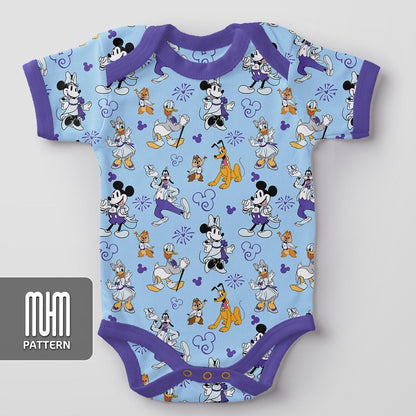 Seamless Pattern PNG, Mouse And Friends 100 Years Of Wonder, Cartoon Characters, Repeated Fabric Design Sublimation,Ready for Textile Prints