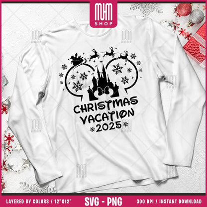 Christmas Vacation 2025 Svg Png, 10 Designs Easy to use, Magical Kingdom Bundle, Family Trip, Castel Svg, Mouse Head, Cut files for Cricut.
