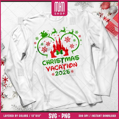 Christmas Vacation 2025 Svg Png, 10 Designs Easy to use, Magical Kingdom Bundle, Family Trip, Castel Svg, Mouse Head, Cut files for Cricut.