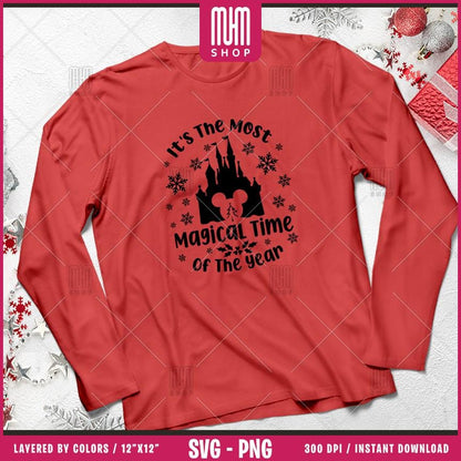 Xmas Magical Time Svg Png, 12 Designs Easy to use, Magical Kingdom Bundle, Family Trip, Castel Svg, Mouse Head, Easy cut files for Cricut.