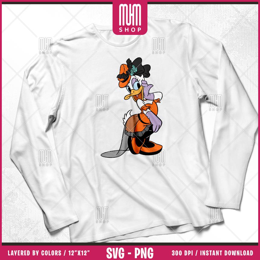 Daisy Duck Halloween Svg Png, 6 Designs Easy to use Cartoon Characters, Layered Svg by colors, Transparent Png, Easy cut files for Cricut.