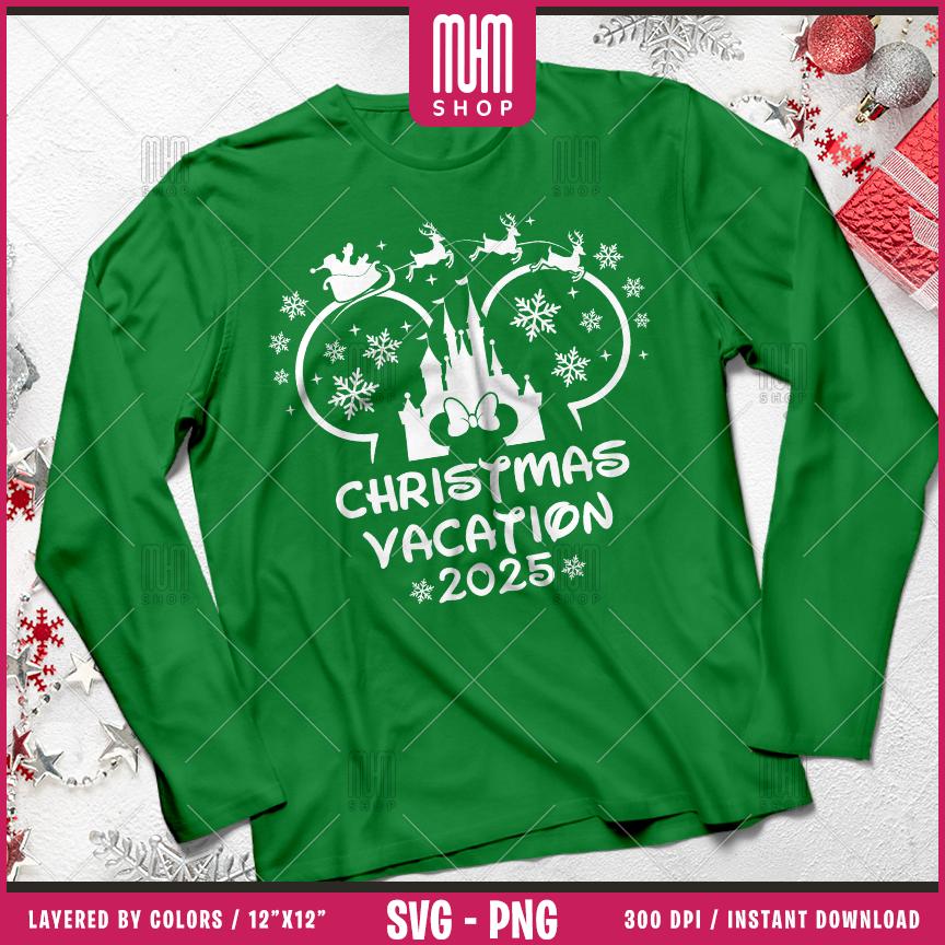 Christmas Vacation 2025 Svg Png, 10 Designs Easy to use, Magical Kingdom Bundle, Family Trip, Castel Svg, Mouse Head, Cut files for Cricut.