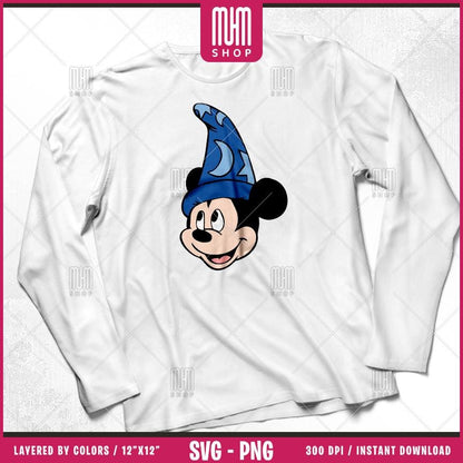 Fantasia Sorcerer Mouse Svg Png, 29 Designs Easy to use, Cartoon Characters, Layered Svg by colors, Transparent Png, Cut Files for Cricut.