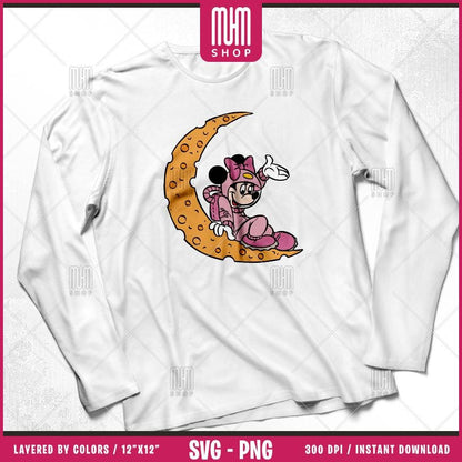 Mouse And Minnie Astronaut Svg Png, 7 Designs Easy to use Cartoon Characters Layered Svg by colors, Transparent Png, Cut Files for Cricut.