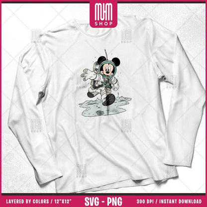 Mouse And Friends Astronaut Svg Png, 33 Designs Easy to use Cartoon Characters Layered Svg by colors, Transparent Png, Cut Files for Cricut.