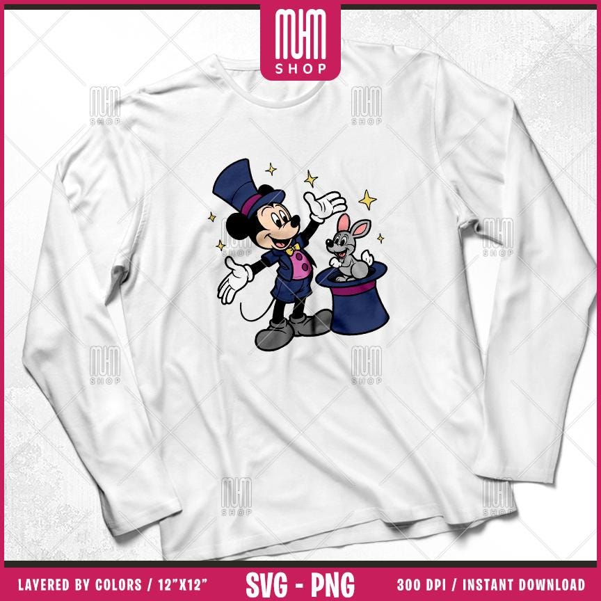 Mouse And Friends Magician Svg Png, 10 Designs Easy to use, Cartoon Characters, Layered Svg by colors, Transparent Png, Cut Files for Cricut