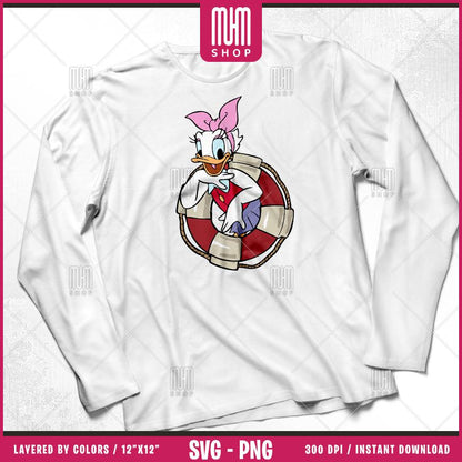 Mouse And Friends Sailor Lifebuoy Svg Png, 6 Designs Easy to use Cartoon Characters, Layered Svg by color, Transparent Png, Files for Cricut