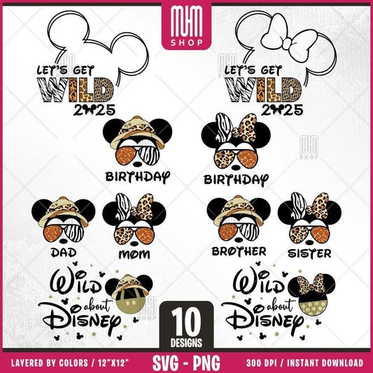 Mouse Head Wild Disneyland Svg Png, 10 Designs Easy to use, Cartoon Characters, Layered Svg by colors, Transparent Png, Cut files for Cricut