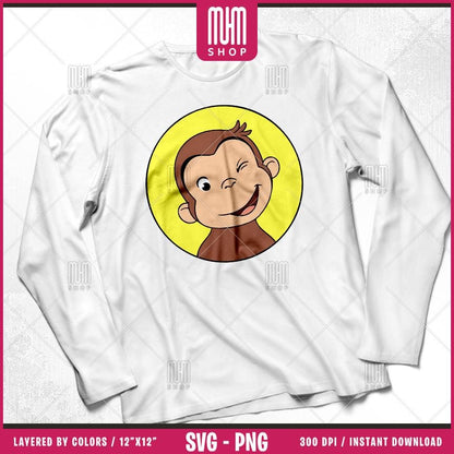 Curious George Monkey and Life Svg Png, 40 Designs Easy to use, Cartoon Characters, Layered Svg by colors, Transparent Png, Cricut Cut files