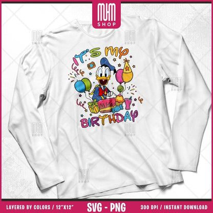 Mouse And Friends Its My Birthday Svg Png, 12 Designs Easy to use, Happy Birthday, Layered Svg by colors, Transparent Png, files for Cricut.