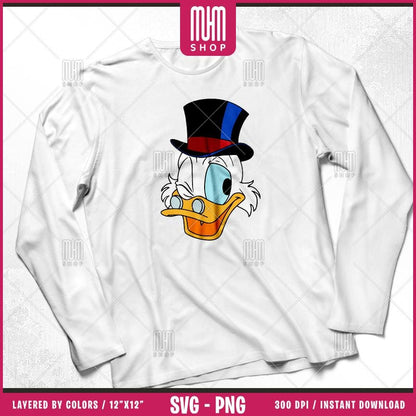 Scrooge McDuck Svg Png, 53 Designs Easy to use, Cartoon Characters, Layered Svg by colors, Transparent Png, Cut Files for Cricut.