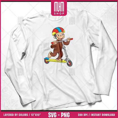 Curious George Monkey and Life Svg Png, 40 Designs Easy to use, Cartoon Characters, Layered Svg by colors, Transparent Png, Cricut Cut files