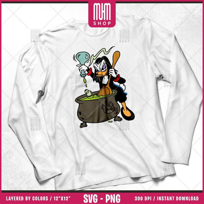 Magica De Spell Witch Duck Svg Png, 14 Designs Easy to use, Cartoon Characters, Layered Svg by colors, Transparent Png, Cut Files for Cricut
