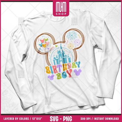 Birthday Castle Svg Png, 8 Designs Easy to use, Cartoon Characters, Disneyland, Layered Svg by colors, Transparent Png, Cut files for Cricut