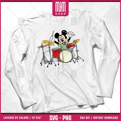 Mouse And Music Svg Png, 11 Designs Easy to use Cartoon Characters, Layered Svg by colors, Transparent Png, Cut files for Cricut.