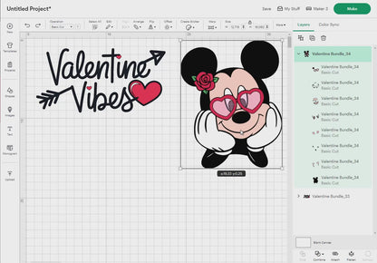 Valentine Bundle Svg Png, 7 Designs Easy to use, Cartoon Characters, Love, Layered Svg by colors, Transparent Png, Cut files for Cricut.