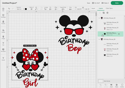 Birthday Mouse Svg Png, 6 Designs Easy to use, Cartoon Characters, Disneyland, Layered Svg by colors, Transparent Png, Cut files for Cricut.