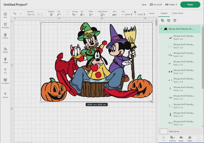 Mouse And Friends On Halloween Svg Png, 11 Designs Easy to use, Cartoon Characters Layered Svg by colors, Transparent Png, files for Cricut.
