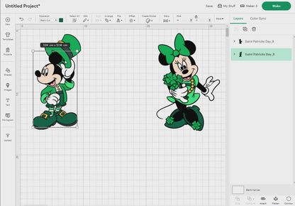 Mouse And Friends Saint Patricks Day Svg Png, 17 Designs, Cartoon Characters, Layered Svg by colors, Transparent Png, Cut files for Cricut.