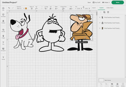 Pink Panther And Friends Svg Png, 17 Designs Easy to use, Cartoon Characters, Layered Svg by colors, Transparent Png, Cut files for Cricut.