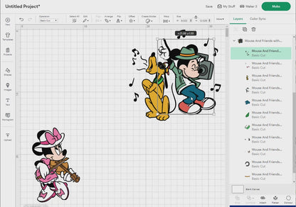 Mouse And Friends with Music Svg Png, 19 Designs Easy to use Cartoon Characters, Layered Svg by colors Transparent Png, Cut files for Cricut