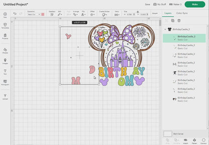 Birthday Castle Svg Png, 8 Designs Easy to use, Cartoon Characters, Disneyland, Layered Svg by colors, Transparent Png, Cut files for Cricut