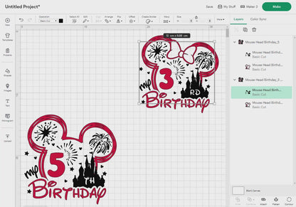 Mouse Head Birthday Birthday Svg Png, 20 Designs Easy to use Cartoon Characters, Layered Svg by colors, Transparent Png Cut files for Cricut
