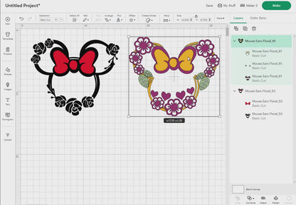 Mouse Ears Svg, Floral Ears, 70 Designs Easy to use, Cartoon Characters, Layered Svg by colors, Transparent Png, Easy cut files for Cricut.