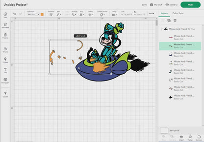 Mouse And Friend To The Moon Svg Png, 7 Designs Easy to use Cartoon Characters Layered Svg by colors, Transparent Png, Cut Files for Cricut.