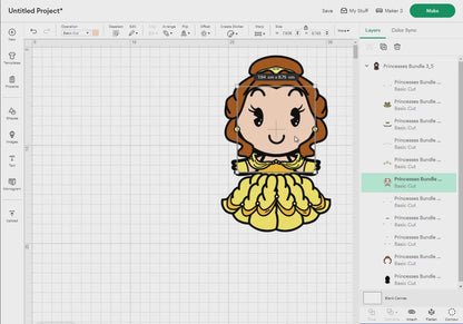 Princesses Bundle Svg, 24 Designs Easy to use, Cartoon Characters Clipart, Layered Svg by colors, Transparent Png, Easy cut files for Cricut