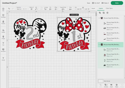 Mouse Head My Birthday Birthday Svg Png, 20 Designs Easy to use Cartoon Characters, Layered Svg by colors, Transparent Png, files for Cricut