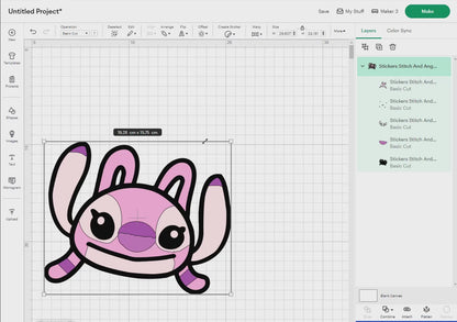 Stickers Stitch And Angel Svg, 30 Designs Easy to use, Cartoon Characters, Layered Svg by colors, Transparent Png, Easy cut files for Cricut