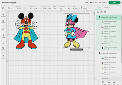 Mouse And Friends Superheroes Svg Png, 28 Designs Easy to use, Cartoon Characters, Layered Svg by colors, Transparent Png, Cut files for Cricut.