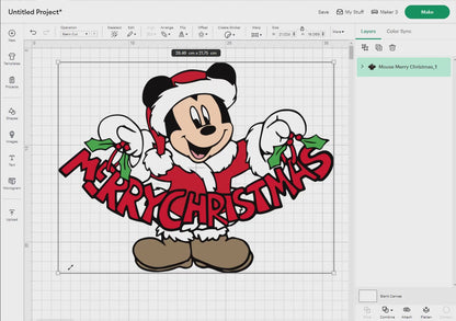 Mouse Merry Christmas Svg Png, 32 Designs Easy to use Cartoon Characters, Layered Svg by colors, Transparent Png, Easy cut files for Cricut.