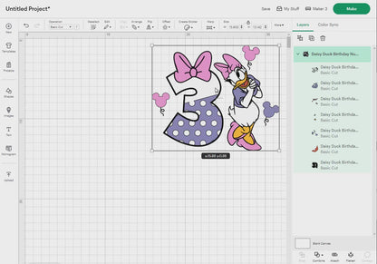 Daisy Duck Birthday Numbers Svg Png, 6 Designs Easy to use, Cartoon Characters, Layered Svg by colors, Transparent Png, Cut files for Cricut