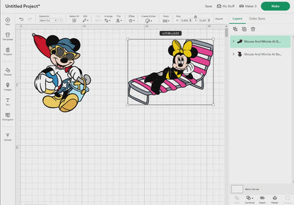 Mouse And Minnie At Beach Svg, 27 Designs Easy to use, Cartoon Characters, Layered Svg by colors, Transparent Png, Cut files for Cricut.