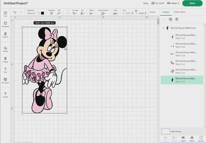 Minnie Mouse Ballerina Svg, 8 Designs +24 Silhouette, Cartoon Characters, Layered Svg by colors, Transparent Png, Easy cut files for Cricut.