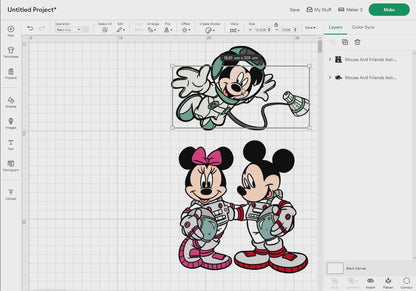 Mouse And Friends Astronaut Svg Png, 33 Designs Easy to use Cartoon Characters Layered Svg by colors, Transparent Png, Cut Files for Cricut.