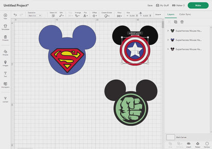 Superheroes Mouse Head Svg Png, 44 Designs Easy to use, Cartoon Characters, Layered Svg by colors, Transparent Png, Cut files for Cricut.