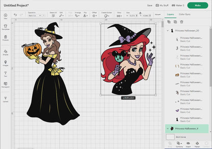 Princess Halloween Svg Png, 25 Designs Easy to use, Cartoon Characters, Layered Svg by colors, Transparent Png, Easy cut files for Cricut.