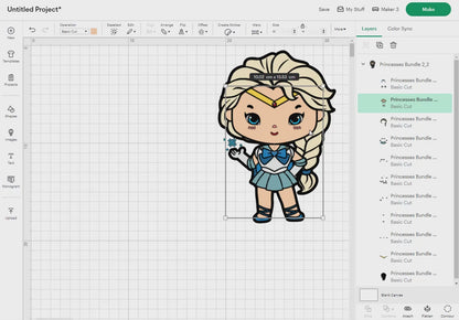 Princesses Bundle Svg, 8 Designs Easy to use, Cartoon Characters Clipart, Layered Svg by colors, Transparent Png, Easy cut files for Cricut.