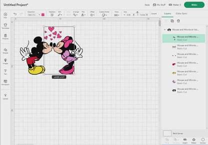 Mouse and Minnie at Valentine Svg Png, 50 Designs Easy to use Cartoon Characters, Layered Svg by colors Transparent Png Cut files for Cricut