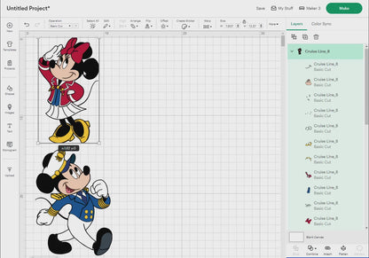 Cruise Line Mouse and Friends Svg, 34 Designs Easy to use Cartoon Characters, Layered Svg by colors, Transparent Png, Cut files for Cricut.