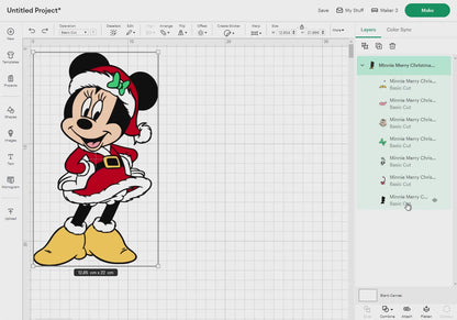 Minnie Merry Christmas Svg Png, 20 Designs Easy to use Cartoon Characters, Layered Svg by colors, Transparent Png, Easy cut files for Cricut