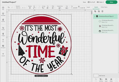 Christmas Round Sign Bundle Svg Png, 15 Designs Easy to use, Joy svg, Noel, Greetings, Happy New Year T-Shirt, Easy cut files for Cricut.