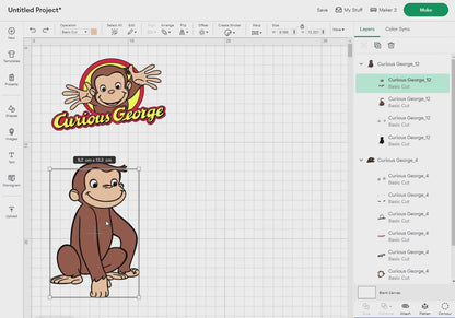 Curious George Monkey Svg Png, 43 Designs Easy to use, Cartoon Characters, Layered Svg by colors, Transparent Png, Cut files for Cricut.