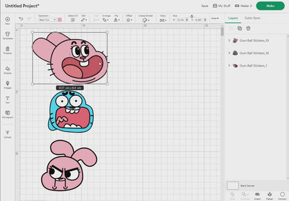 Gum Ball Stickers Svg, 22 Designs Easy to use, Cartoon Characters Cliparts, Layered Svg by colors, Transparent Png, Cut files for Cricut.