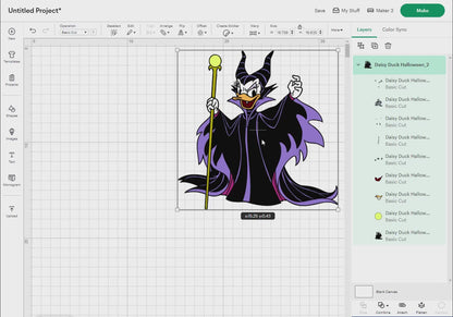Daisy Duck Halloween Svg Png, 6 Designs Easy to use Cartoon Characters, Layered Svg by colors, Transparent Png, Easy cut files for Cricut.